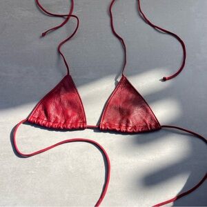 Red Triangle String Bikini Top - Women's Swim
